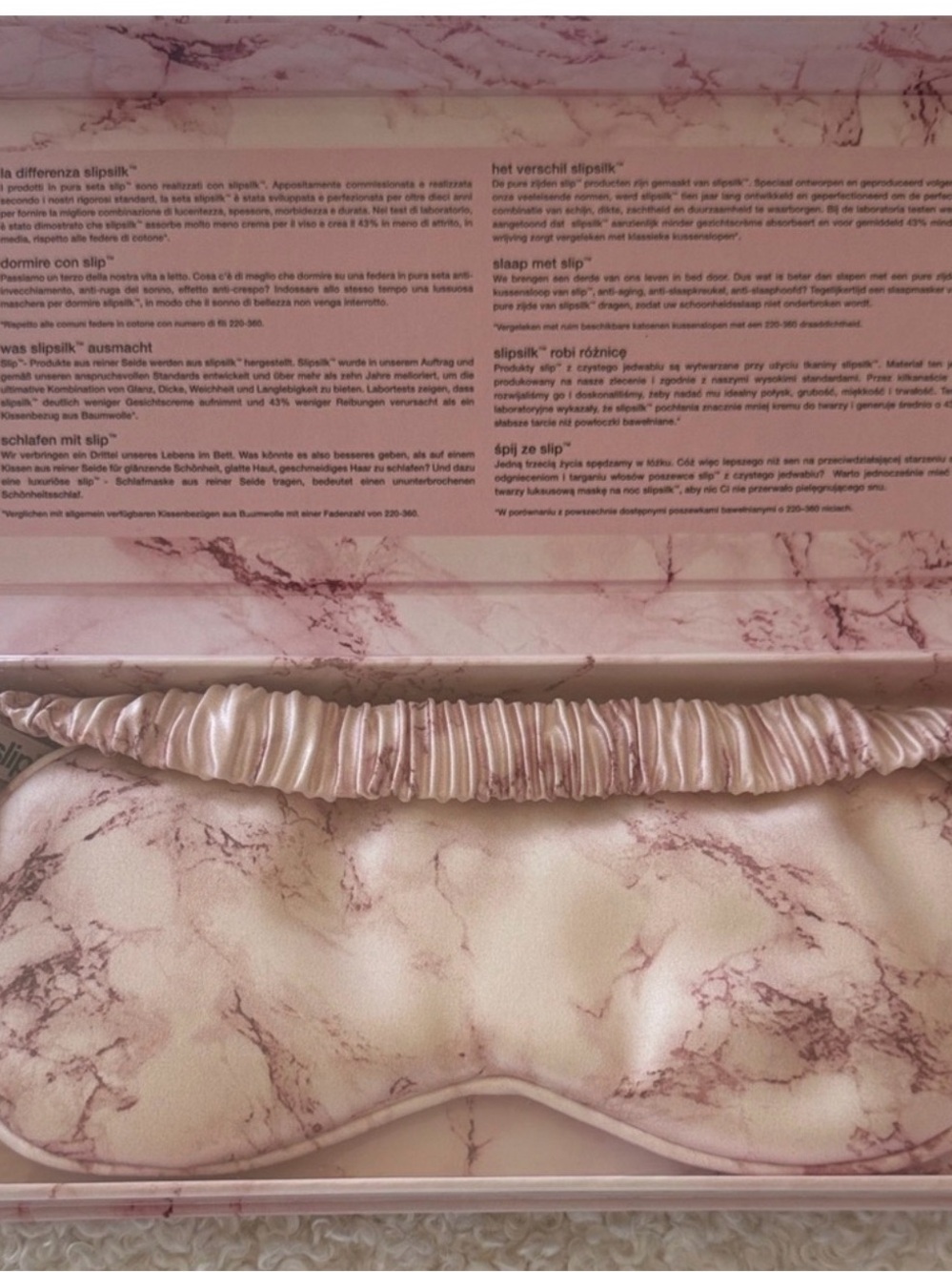 slip Pink Marble Silk Sleep Mask